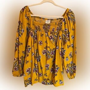 St. John's Bay Mustard Floral Blouse